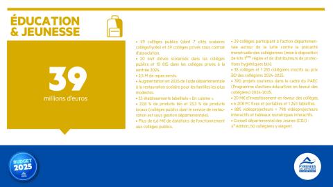Budget 2025 éducation jeunesse